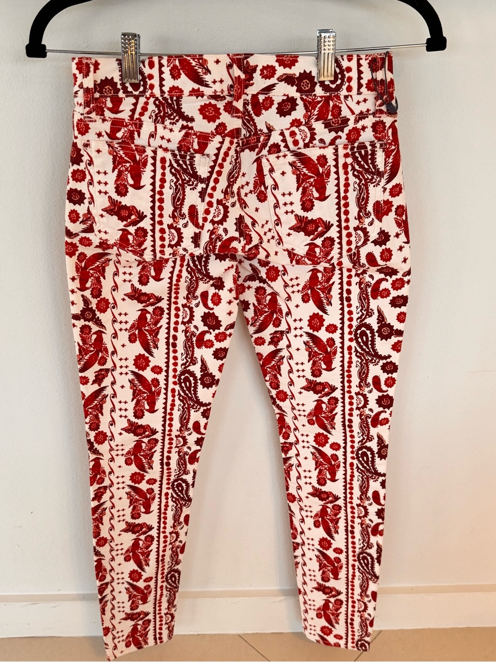 Rebecca Minkoff Red Paisley Skinny Jeans
